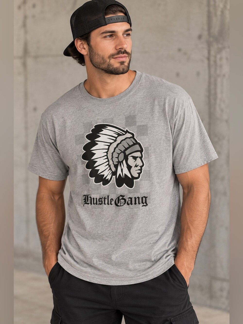 Hustle Gang Men’s XL Gray Graphic T-Shirt Chief Streetwear Tee